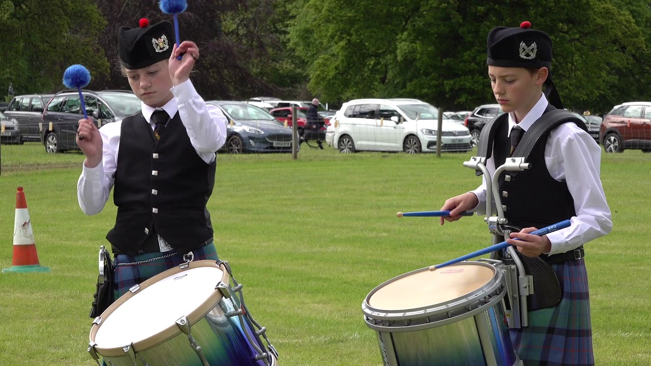 Fraserburgh RBL Pipe Band Quartet competing at Glamis Castle in Angus, Scotland 2019