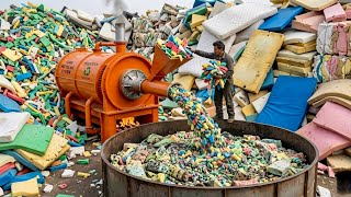 Inside Factory Process Of Recycling Waste Mattress Scrap Into Orthopaedic Mattress 