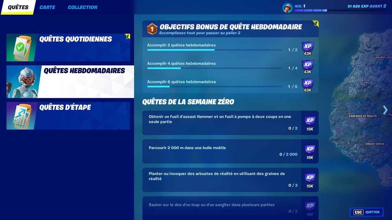 COMMENT ACCOMPLIR DES OBJECTIFS BONUS DE QUÊTE HEBDOMADAIRE FORTNITE CHAPITRE 3 SAISON 3