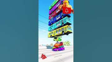 Mixed Color Buses Tower Fall Explode & Crash - BeamNG.Drive #Youtubeshorts