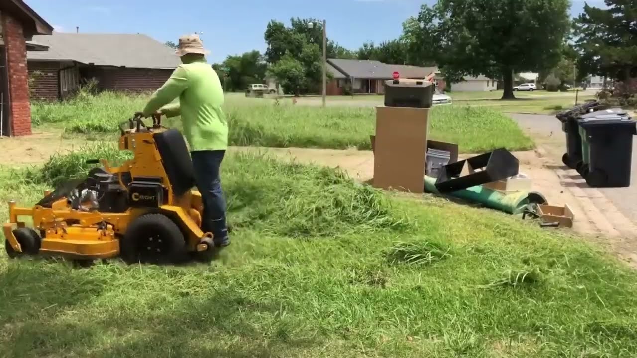Elderly man watched me cut this super tall yard