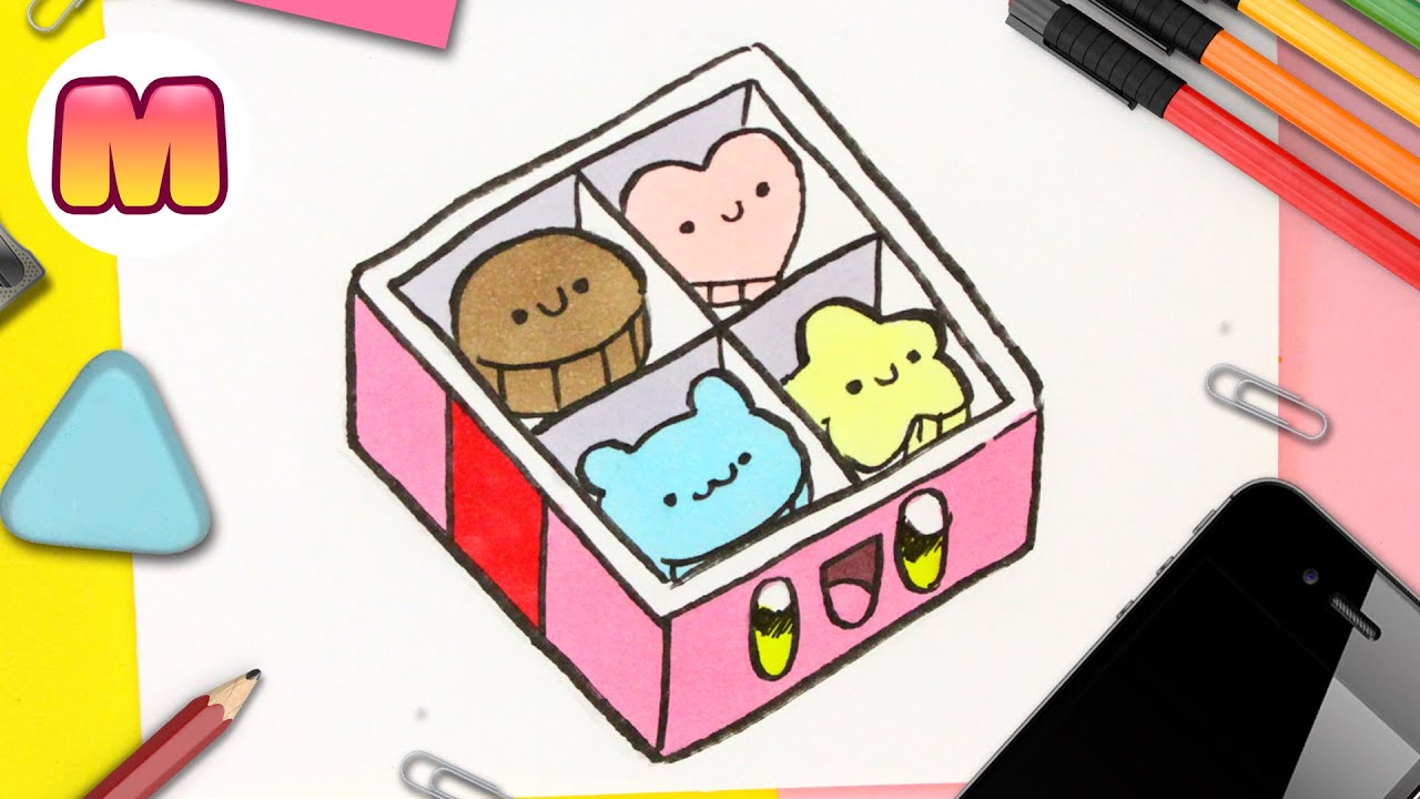 COMO DIBUJAR UNA CAJA DE BOMBONES KAWAII - Dibujos kawaii faciles - Dibujar comida kawaii con Jape