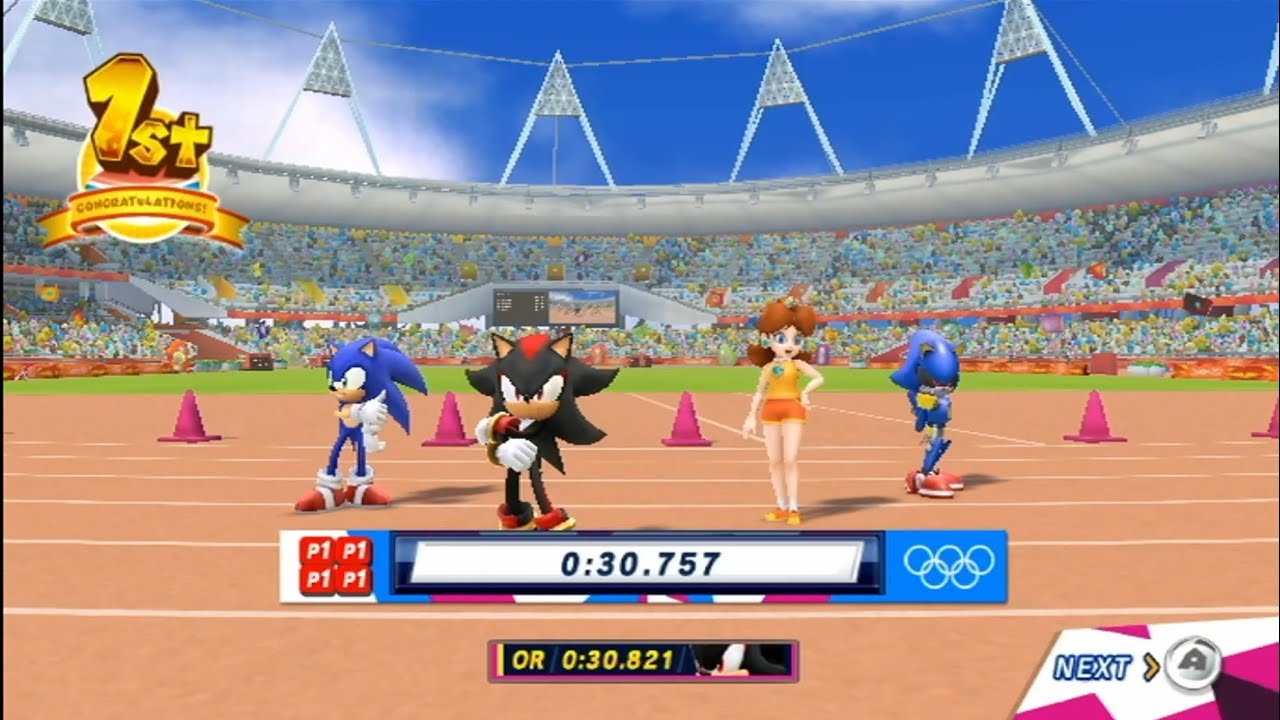 30.757 sec (PB) Athletics Track 4x100m Relay (Shadow) Mario & Sonic at the London 2012 Olympic Games