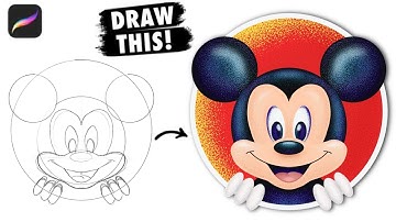 How to draw Mickey Mouse - Procreate Drawing Step by Step Tutorial
