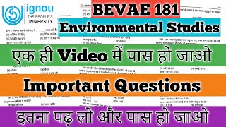 BEVAE 181 Important Questions BEVAE 181 Environmental Studies IGNOU BEVAE 181 Pervious Year Question