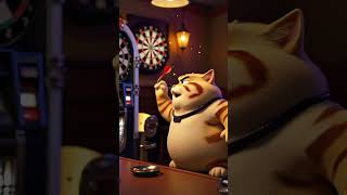 Fat Cat Plays Darts | Aim, Miss, Repeat #FatCat #PixarStyle #FunnyCat #DartsFail #PixarFunny #funny