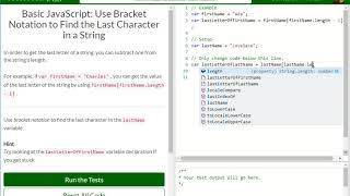 Basic JavaScript Use Bracket Notation to Find the Last Character in a String free code camp   Dani Wealth