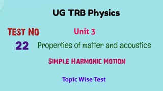 UG TRB Physics free test -22 / unit 3 / Simple Harmonic motion #ugtrbphysics#ugtrbphysics2026
