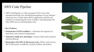 AWS CI/CD : Code Commit, Code Pipeline, Code Build, Code Deploy.