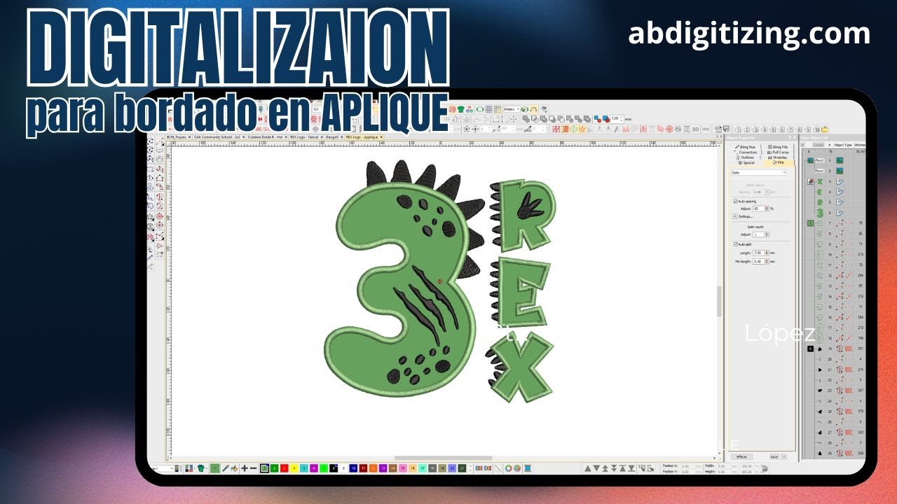 Como digitalizar para bordado en aplique, explico mi tecnica backsequence