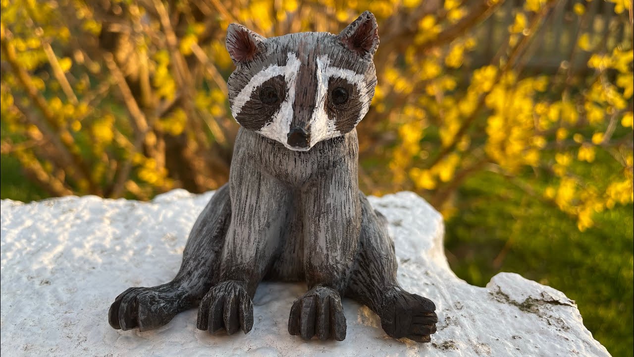 Wood Carving a Little Raccoon Part 2 YouTube