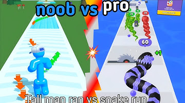 Tall man ran game play - snake run 3d game play | noob vs pro vs hacker vs got | snake game, android