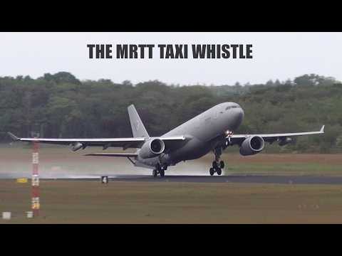 NATO A330 MRTT T-062 Powerful Wet Runway Taxi and Takeoff