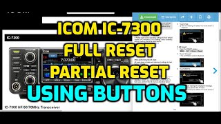 ICOM IC-7300 , RESET ,Using Buttons on Radio when Powering On