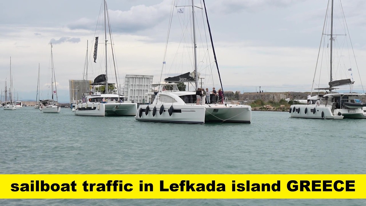 ⁣sailboat traffic in Lefkada island GREECE