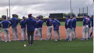 Cubs players getting coaching - Chicago Cubs 2019 Spring Training