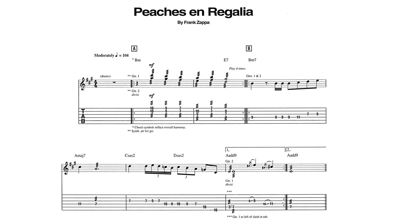 Frank Zappa - Peaches En Regalia (1969) [transcription] - YouTube