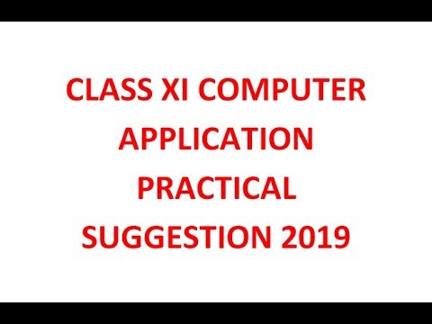 CLASS XI COMPUTER APPLICATION PRACTICAL SUGGESTION 2019
