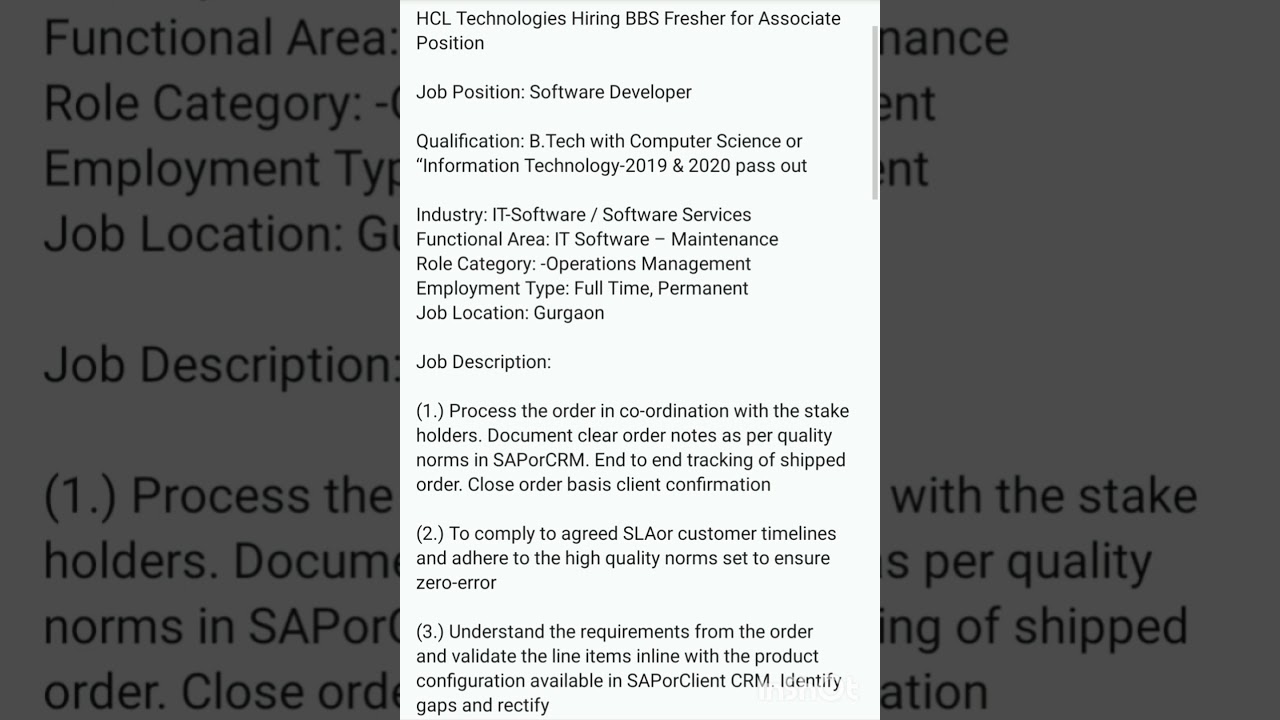 HCL Technologies hiring for 2019/2020 passouts for Software Developer Position B.E/B.Tech (CSE, IT)