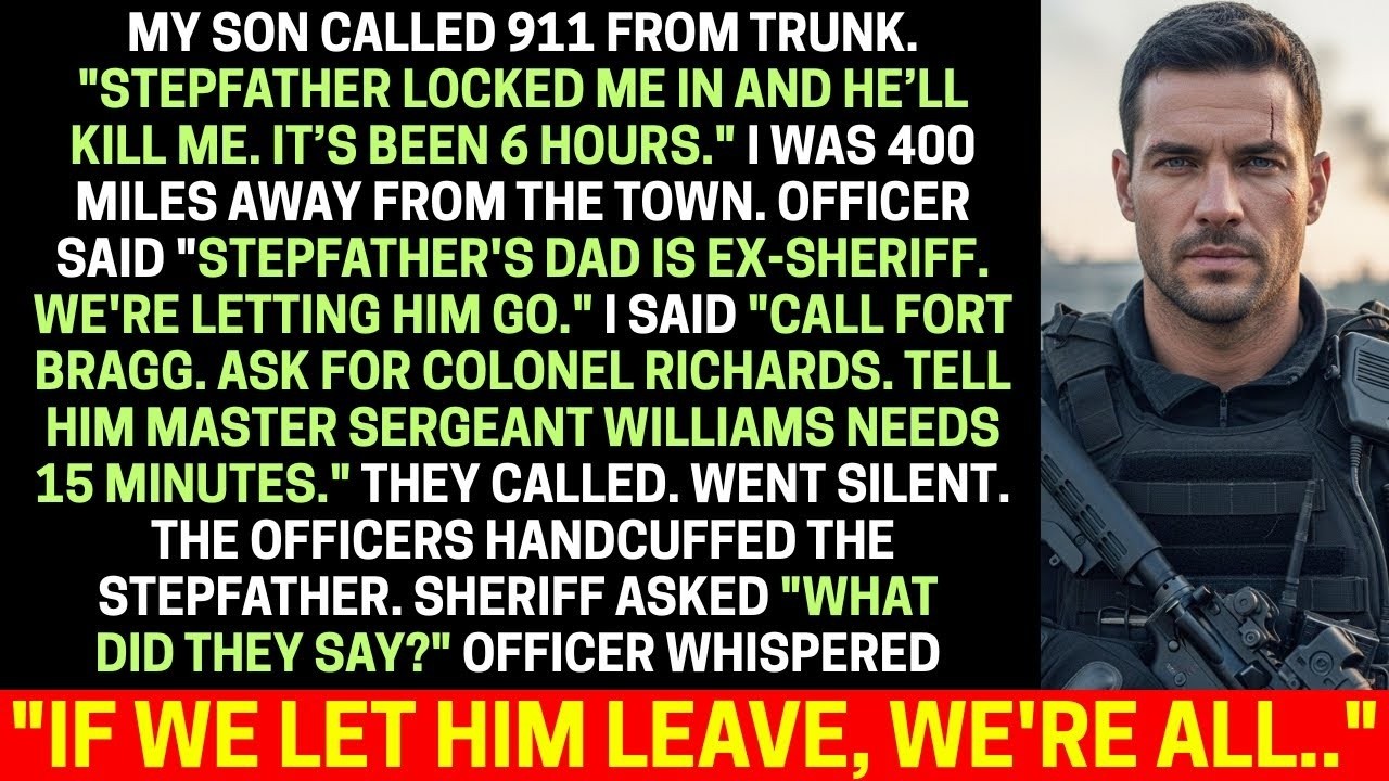 MY SON CALLED 911 FROM TRUNK  'STEPFATHER LOCKED ME IN  6 HOURS ' I MADE ONE CALL AND IT HAPPEN