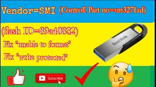 kabine Arv benzin Fix "unable to format" usb flash drive (Vendor=SMI) (Controll Part  no=sm3271ad) (flash ID=89a40832) - YouTube