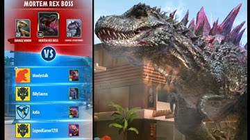 Mortem Rex raid boss defeated by Tenrex, Gemini, Tuora, Tryo EP12 (Jurassic World Alive V2.3)
