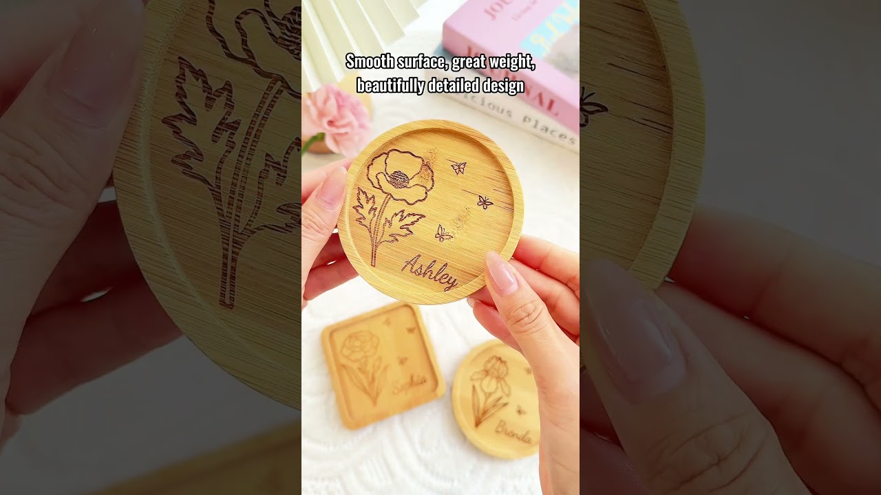Custom Birth Flower | Personalized Wooden Coaster