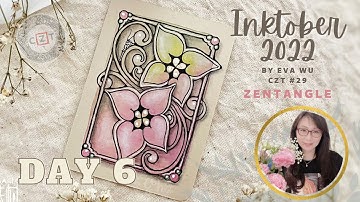 Day 6 Inktober 2022 Zentangle pattern #HEARTFULLY 禪繞畫 禅绕画 #1807 by Eva Wu ゼンタングル ATC tile