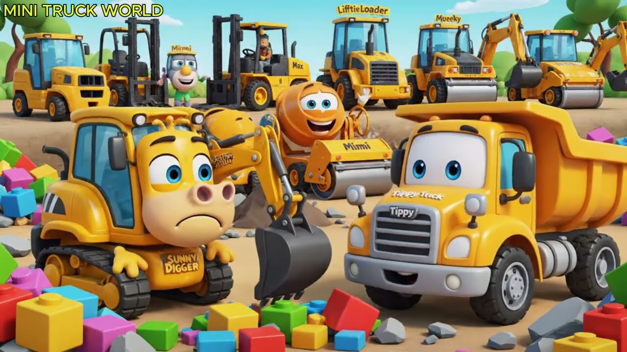 Mini Excavator and Dump Truck Clean the Park Together | Fun Construction Story for Kids