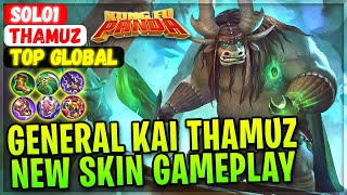 General Kai Thamuz, New Kung Fu Panda Skin Gameplay [ Top Global Thamuz ] SOLO1 - Mobile Legends