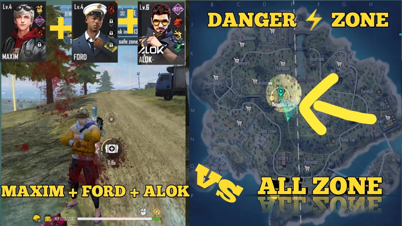 MAXIM+FORD+ALOK VS ALL DANGERS ZONE HEALING BATTLE TEST | MAXIM FF