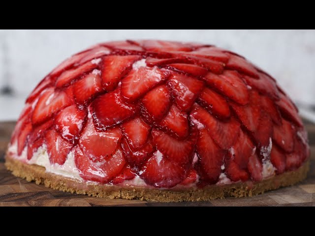 No-Bake Strawberry Cheesecake Dome - YouTube