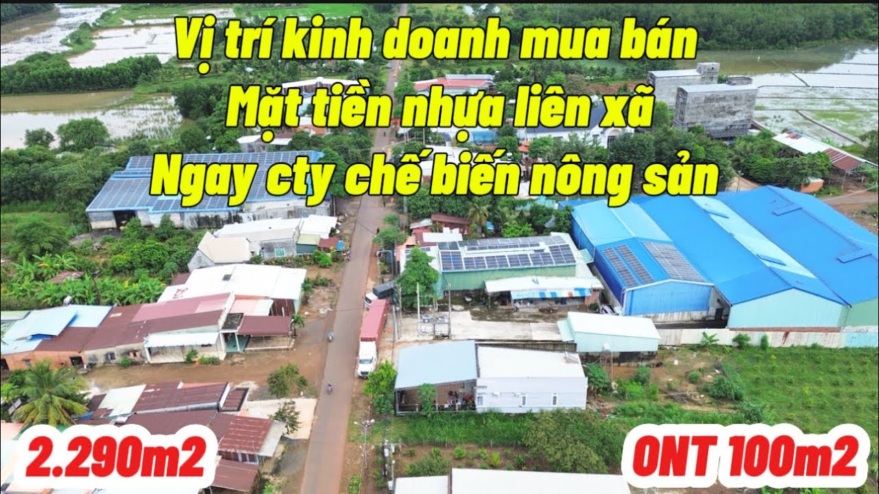 Vị trí kinh doanh mua bán gần cty chế biến nông sản.dt  2.290m2 có 100m2 thổ cư giá 1 tỷ 100 triệu 