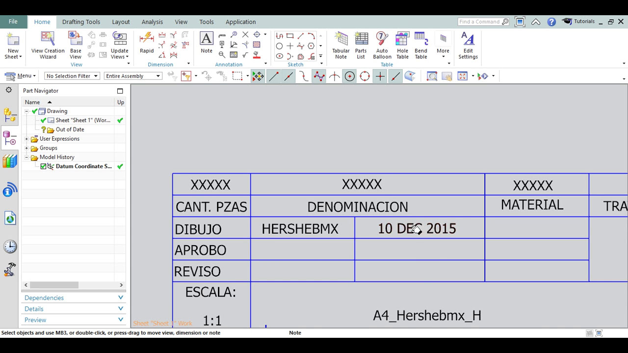Crear plantilla personalizada para planos de taller con NX parte 4 CAD