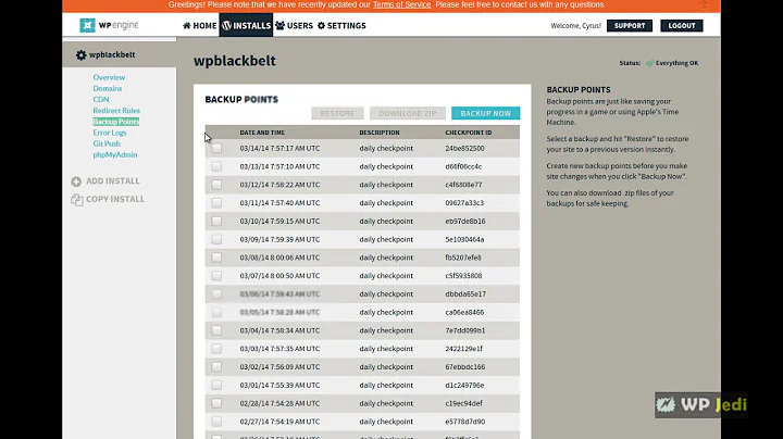 WP Engine: Accessing your backups
