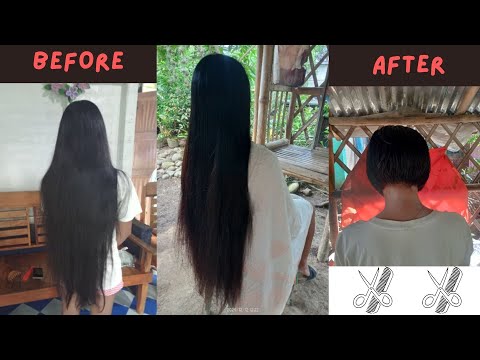 Rapanzel very long hair cut short in village barber shop #haircut #ladieshaircut #pixiecut #hair