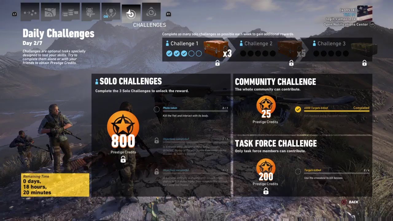 Ghost recon  wildlands daily challenges  week 20 day 2 of 7  Solo 1