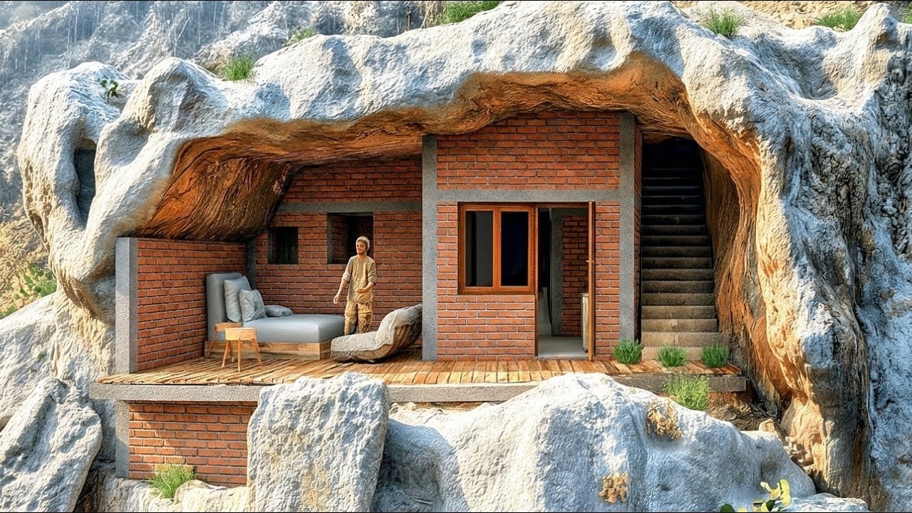 Man built his own survival shelter in the deep forest | From beginning to end 