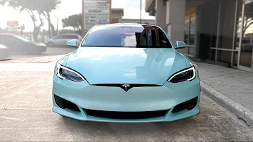 Tesla Model S: Inozetek Gloss Pearlescent Crystal Blue Vinyl Wrap