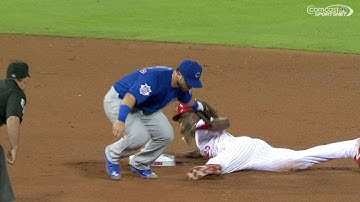 CHC@PHI: Herrera steals second, Cubs challenge call