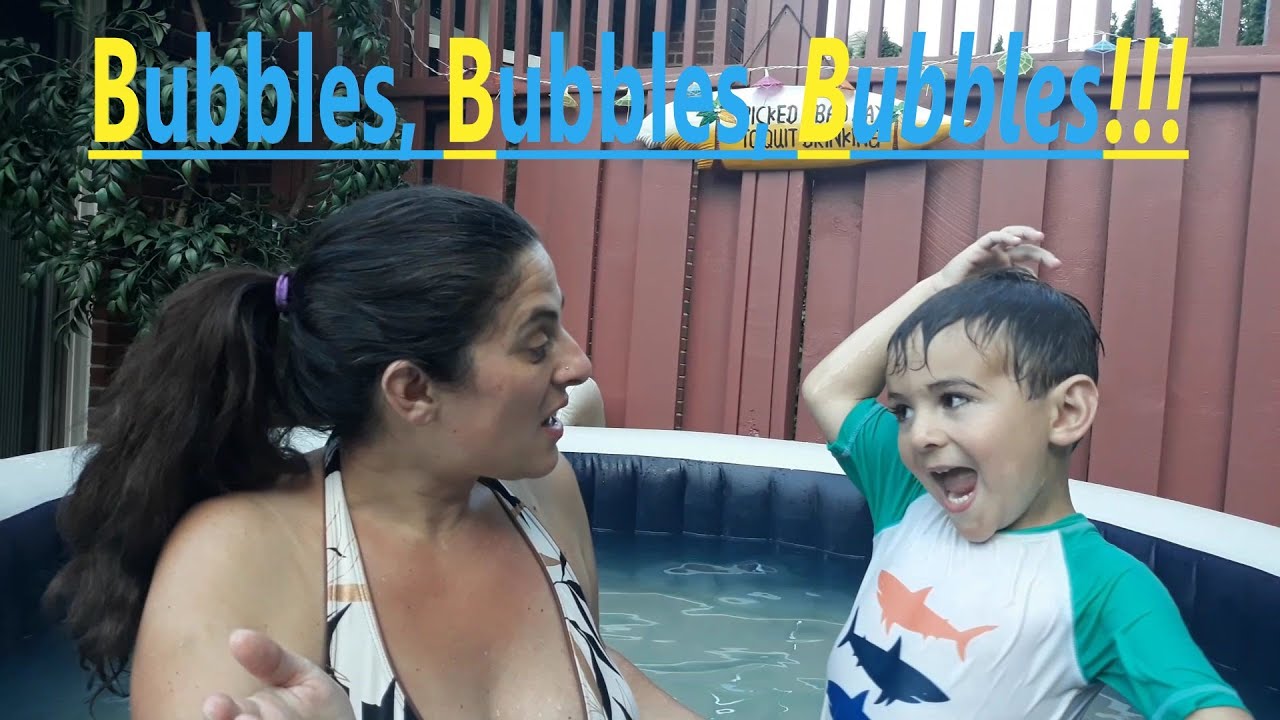 Bubbles bubbles bubbles! Nicholas plays in the hot tub! YouTube