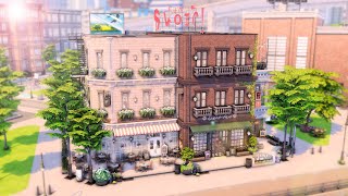 City Apartments + Café, Tattoo Studio & Laundromat 🌇🥨🫧 // The Sims 4: Speed Build // No CC