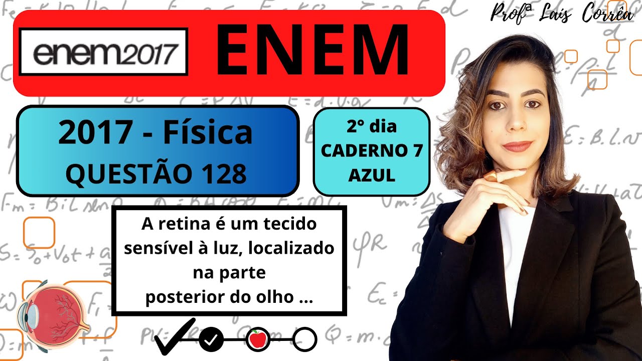 🔵 FÍSICA/ ENEM 2017 / QUESTÃO 128 / CADERNO AZUL /A retina é um tecido sensível à luz, localizado...