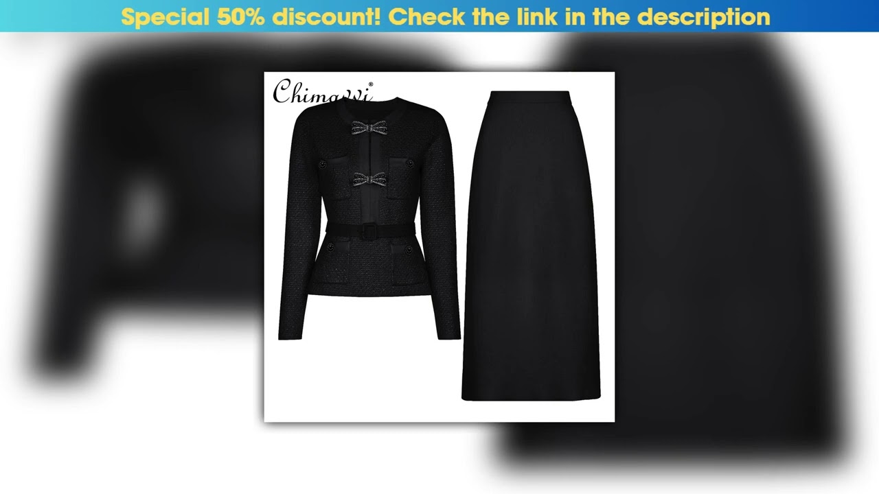 Flash Sale 2025 Autumn Clothes New Heavy Bow Beaded Slimming Long Sleeve Knitted Top + Skirt Set El