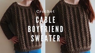 Crochet Cable Boyfriend Sweater Sizes S5XL