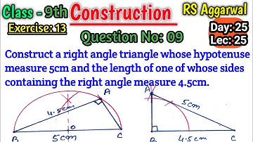 Construct a right angle triangle whose hypotenuse measure 5cm and the length of one of whose sides
