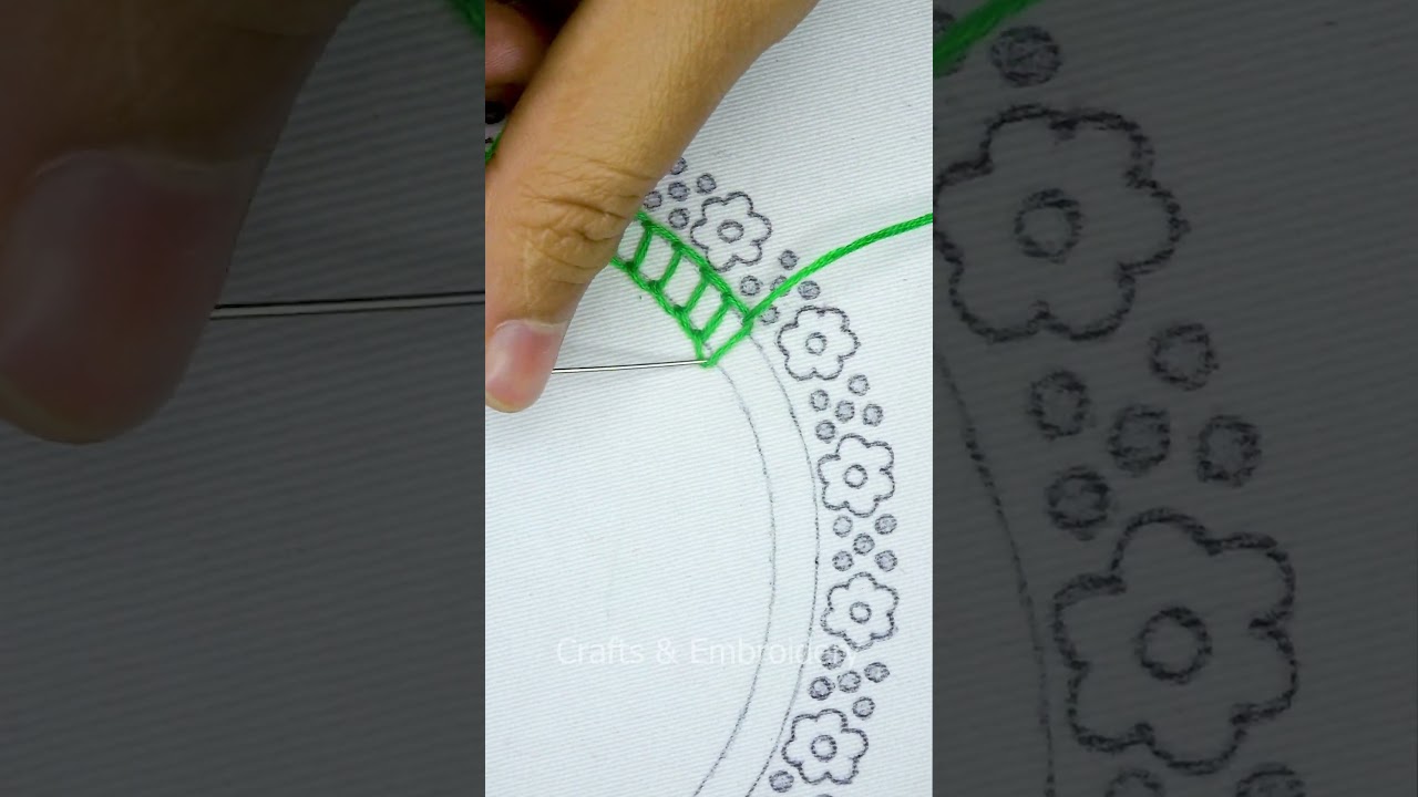 💚🔥Very unique neckline hand embroidery tutorial for dress!👚 