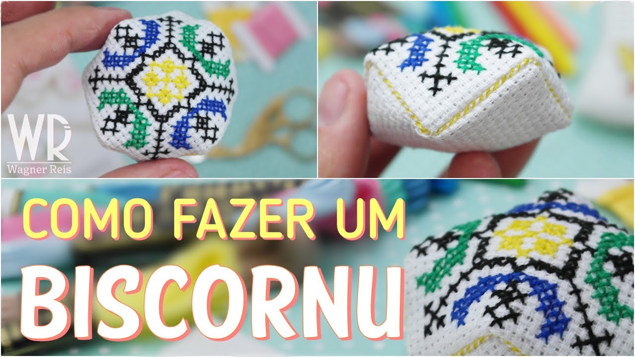 Como fazer um BISCORNU  com ponto cruz - Passo a passo