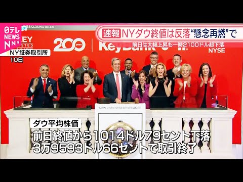 【速報】NYダウ終値は反落“懸念再燃”で 前日は大幅上昇も ...