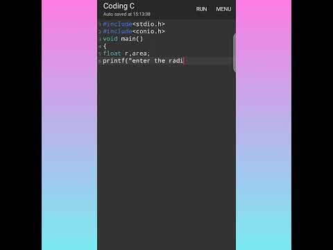 FIND THE AREA OF CIRCLE BY C PROGRAM #7